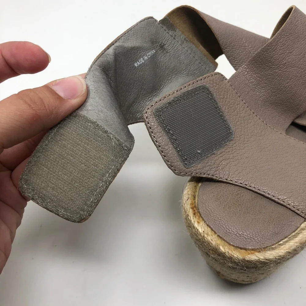 Eileen Fisher Willow Espadrille Wedge Sandal Womens 8 Beige Wide Strap Boho